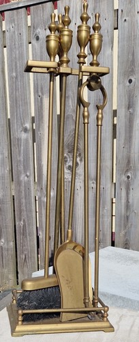 Vtg solid brass - solid, fireplace