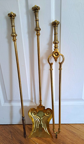 Art nouveau brass fireplace - art,