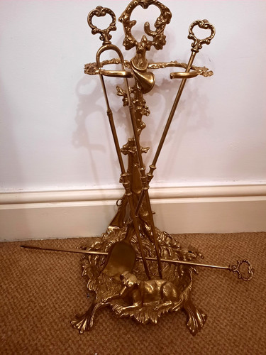 Vintage gilt brass fireplace - vintage,