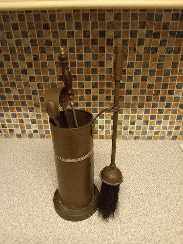 Vintage brass fireside set - vintage,