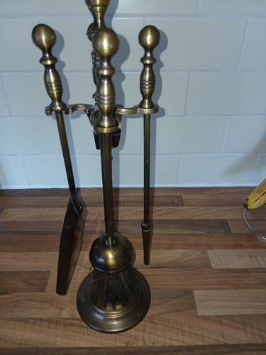 Vintage brass iron fire poker - iron,