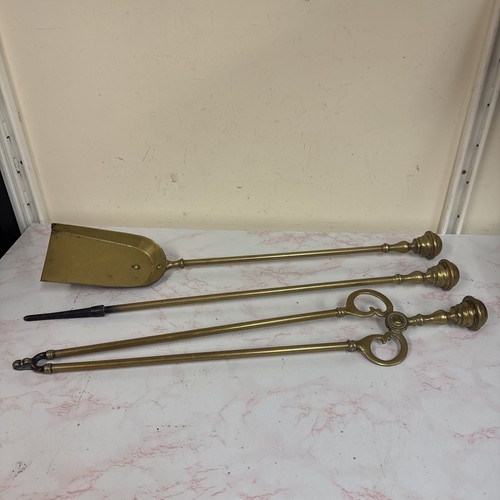 Vintage brass fire - , companion