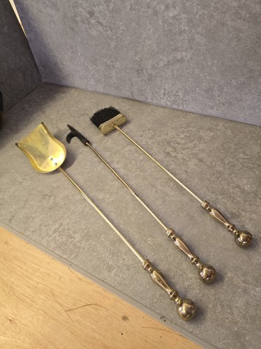 Vintage brass fireplace tools - brass,