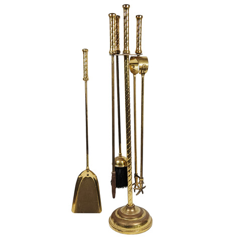 Brass fireplace companion - fireplace,