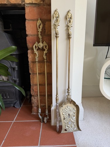Antique vintage brass fireside - vintage,