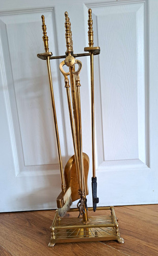 Edwardian brass companion set - brass,
