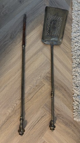 Antique brass fire poker - brass,