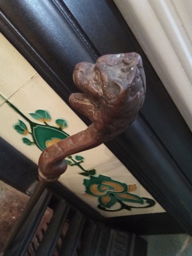 Brass lion head fire poker - fire,