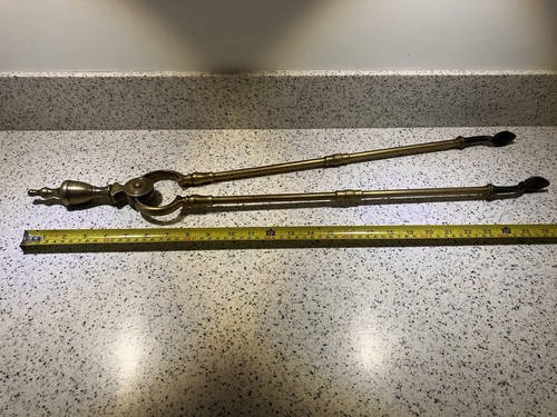 Vintage brass iron fire poker - vintage,