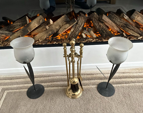 Brass fireplace companion set - companion,
